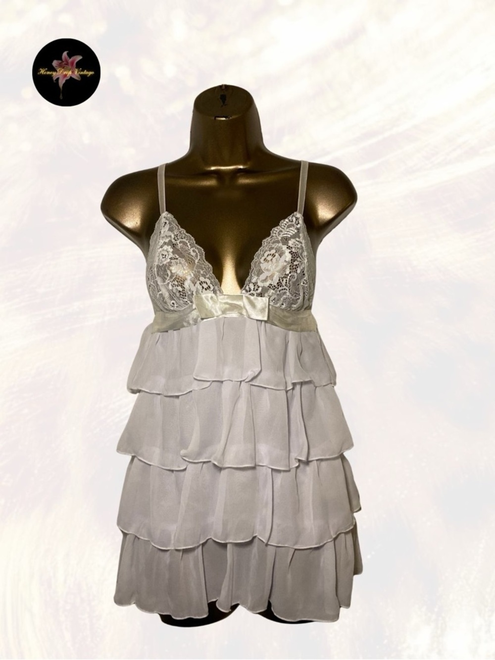 Dreamgirl Bridal Bliss Chiffon Tiered Babydoll Chemise